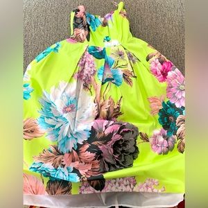NWOT Lime Green Strapless Floral Garden Dress